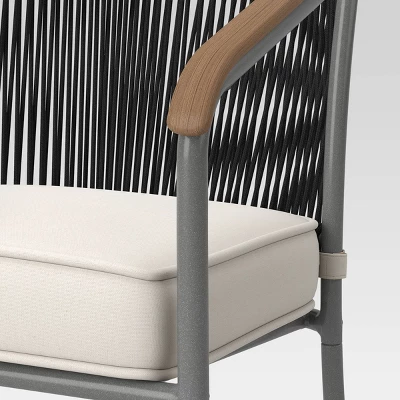 2pc Apex Mixed Material Outdoor Patio Dining Chairs Arm Chairs Black - Project 62™ 7 2pc Apex Mixed Material Outdoor Patio Dining Chairs Arm Chairs Black - Project 62™ - Image 5