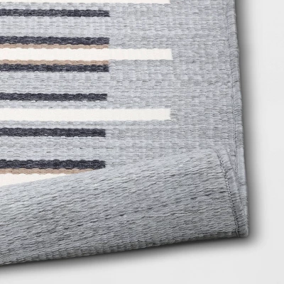5' X 7' Woven Striped Outdoor Rug Ivory/Gray - Project 62™ 5 5' X 7' Woven Striped Outdoor Rug Ivory/Gray - Project 62™ - Image 3