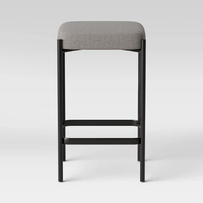 Edinburgh Upholstered Backless Counter Height Barstool With Metal Base Gray - Project 62™ 4 Edinburgh Upholstered Backless Counter Height Barstool With Metal Base Gray - Project 62™ - Image 2
