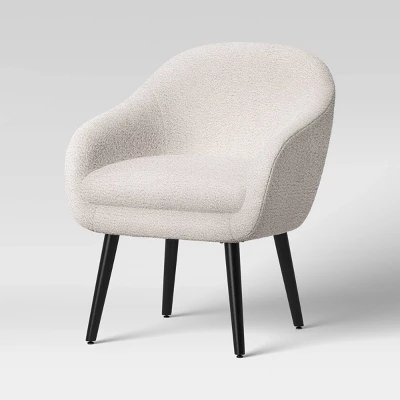 Harwell Modern Arm Barrel Chair With Wooden Legs Faux Shearling Cream - Project 62™ 4 Harwell Modern Arm Barrel Chair With Wooden Legs Faux Shearling Cream - Project 62™ - Image 2
