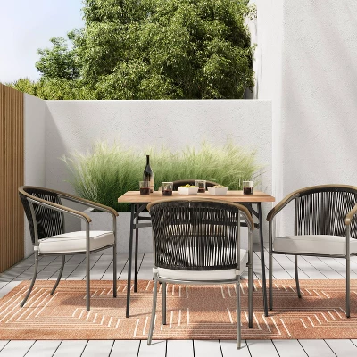 2pc Apex Mixed Material Outdoor Patio Dining Chairs Arm Chairs Black - Project 62™ 3 2pc Apex Mixed Material Outdoor Patio Dining Chairs Arm Chairs Black - Project 62™