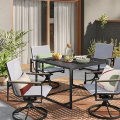 Henning 4 Person Rectangle Patio Dining Table - Black - Project 62™