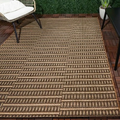 Shifted Geo Stripe Outdoor Rug Tan - Project 62™ 3 Shifted Geo Stripe Outdoor Rug Tan - Project 62™