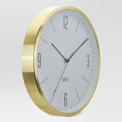 6" Round Wall Clock White/Brass - Project 62™ 3 6" Round Wall Clock White/Brass - Project 62™