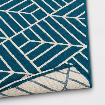 Zig Zag Geo Outdoor Rug Teal - Project 62™ 5 Zig Zag Geo Outdoor Rug Teal - Project 62™ - Image 3