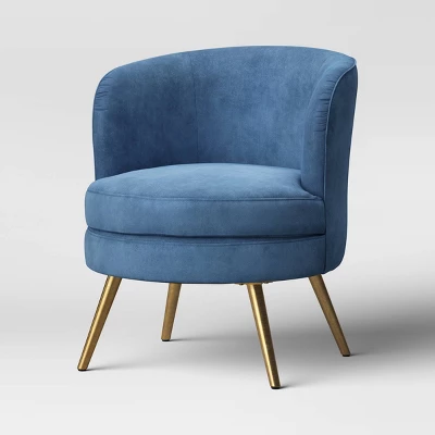 Beadle Accent Chair With Brass Leg Velvet Blue - Project 62™ 4 Beadle Accent Chair With Brass Leg Velvet Blue - Project 62™ - Image 2