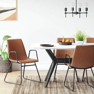 2pk Bowden Dining Chair With Arms Caramel Faux Leather - Project 62™ 3 2pk Bowden Dining Chair With Arms Caramel Faux Leather - Project 62™