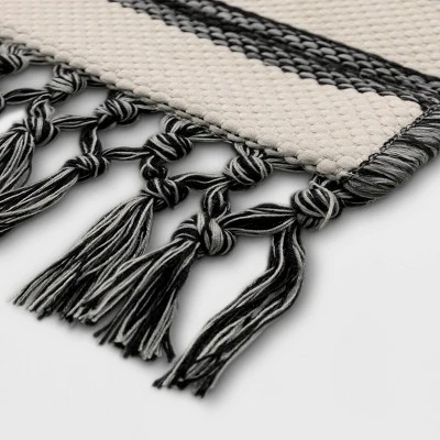 7' X 10' Fringed Stripe Outdoor Rug Charcoal - Project 62™ 3 7' X 10' Fringed Stripe Outdoor Rug Charcoal - Project 62™