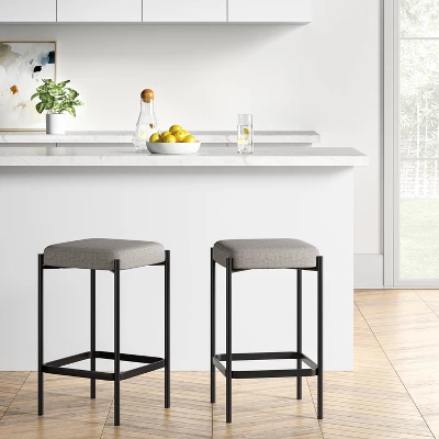 Edinburgh Upholstered Backless Counter Height Barstool With Metal Base Gray - Project 62™ 3 Edinburgh Upholstered Backless Counter Height Barstool With Metal Base Gray - Project 62™